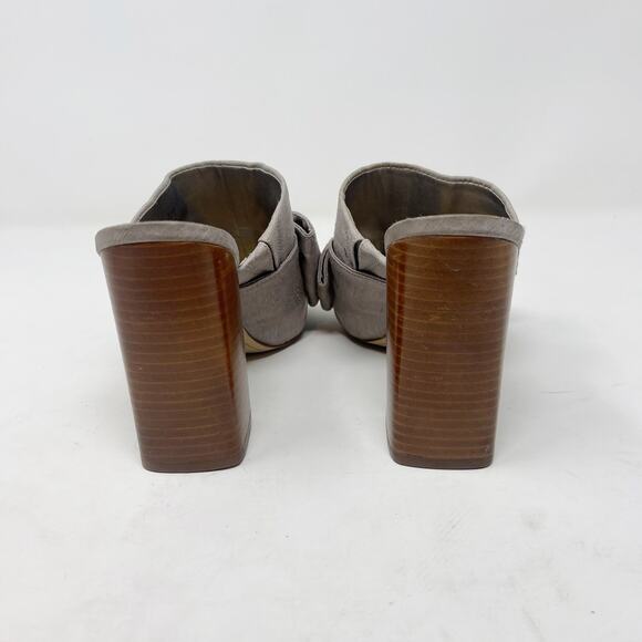 Sam Edelman Womnes 6.5 Silver Yumi Open Toe Mule Block Heel Bow Slip On Fabric - Picture 8 of 13